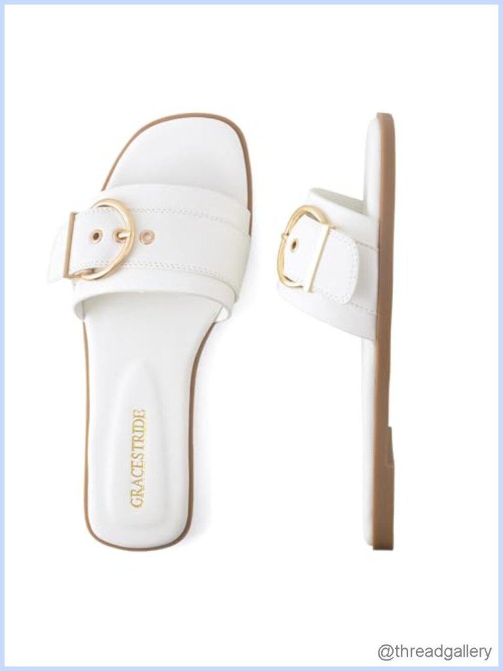 Flat Slide Sandals Square Open Toe Slip On Comfortable Summer